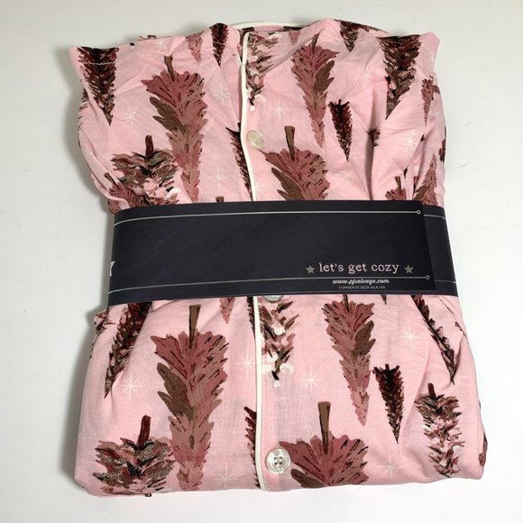 PJ Salvage Blush Trees Jersey Pajamas 2 PC Set Top & Pants Pink Size XL NEW - Picture 4 of 5